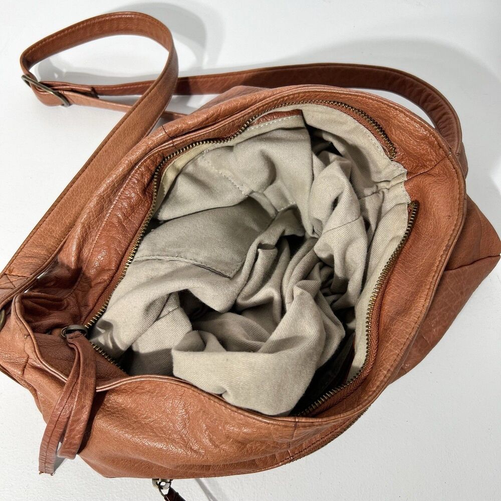 Day & Mood Chandler Hobo Bag Brown Leather Anthropologie Zip Closure Camel Purse - Picture 4 of 11